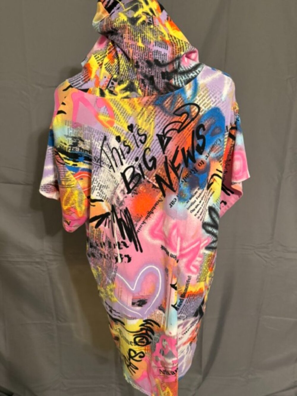 ARABELLA Lightweight Newspaper Print Hoodie Size 1X - Picture 4 of 4